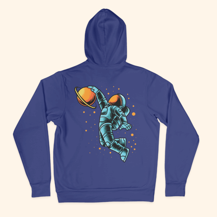 Astronaut playing Basketball Front Back Printed Unisex Hoodie