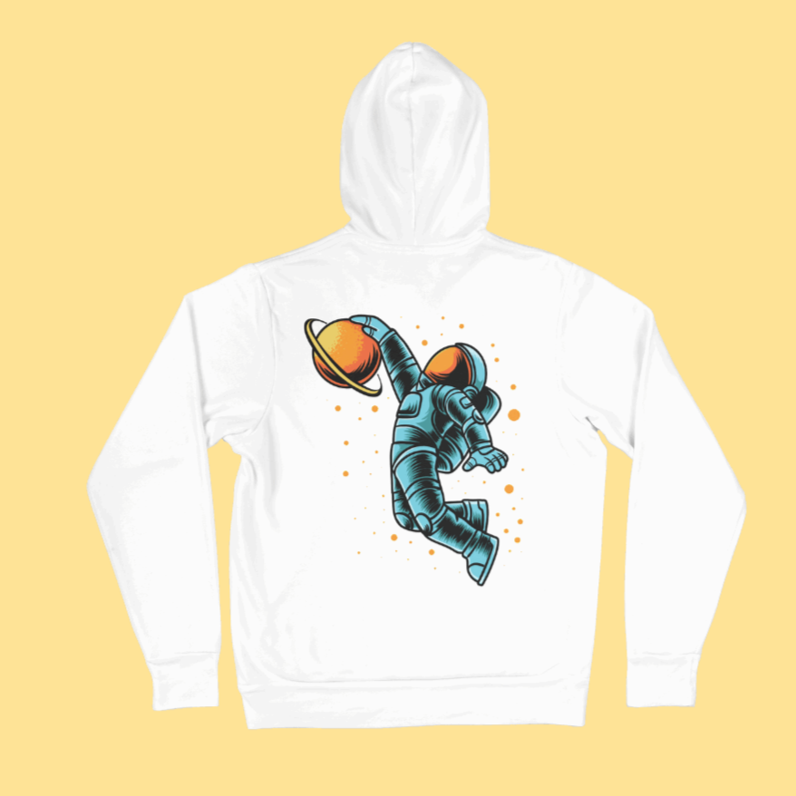 Astronaut playing Basketball Front & Back Printed Unisex Hoodie