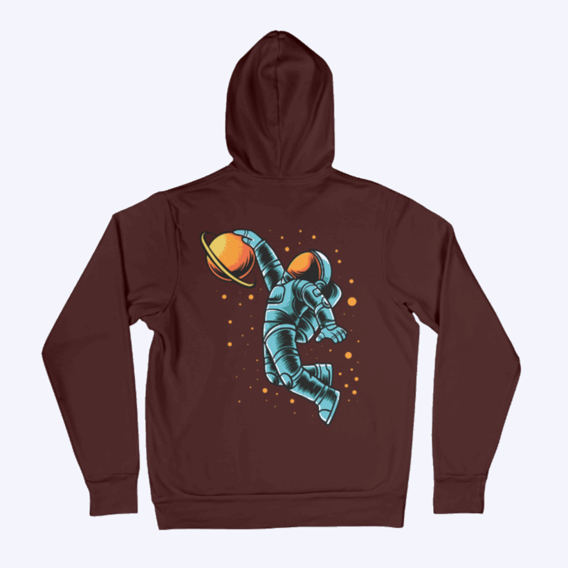 Astronaut playing Basketball Front & Back Printed Unisex Hoodie