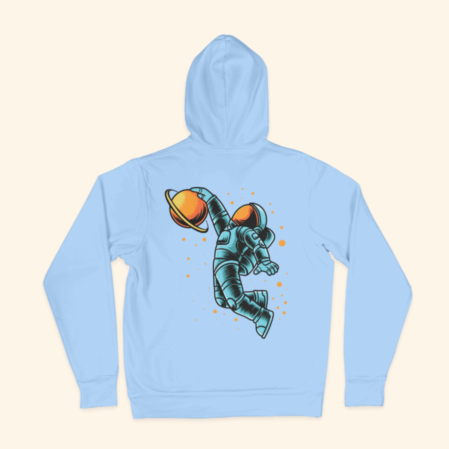 Astronaut playing Basketball Front & Back Printed Unisex Hoodie