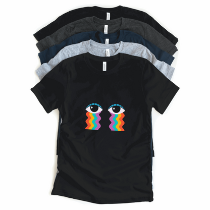 Colorful Eyes & Goggles Front & Back Printed Half Sleeves T-Shirt