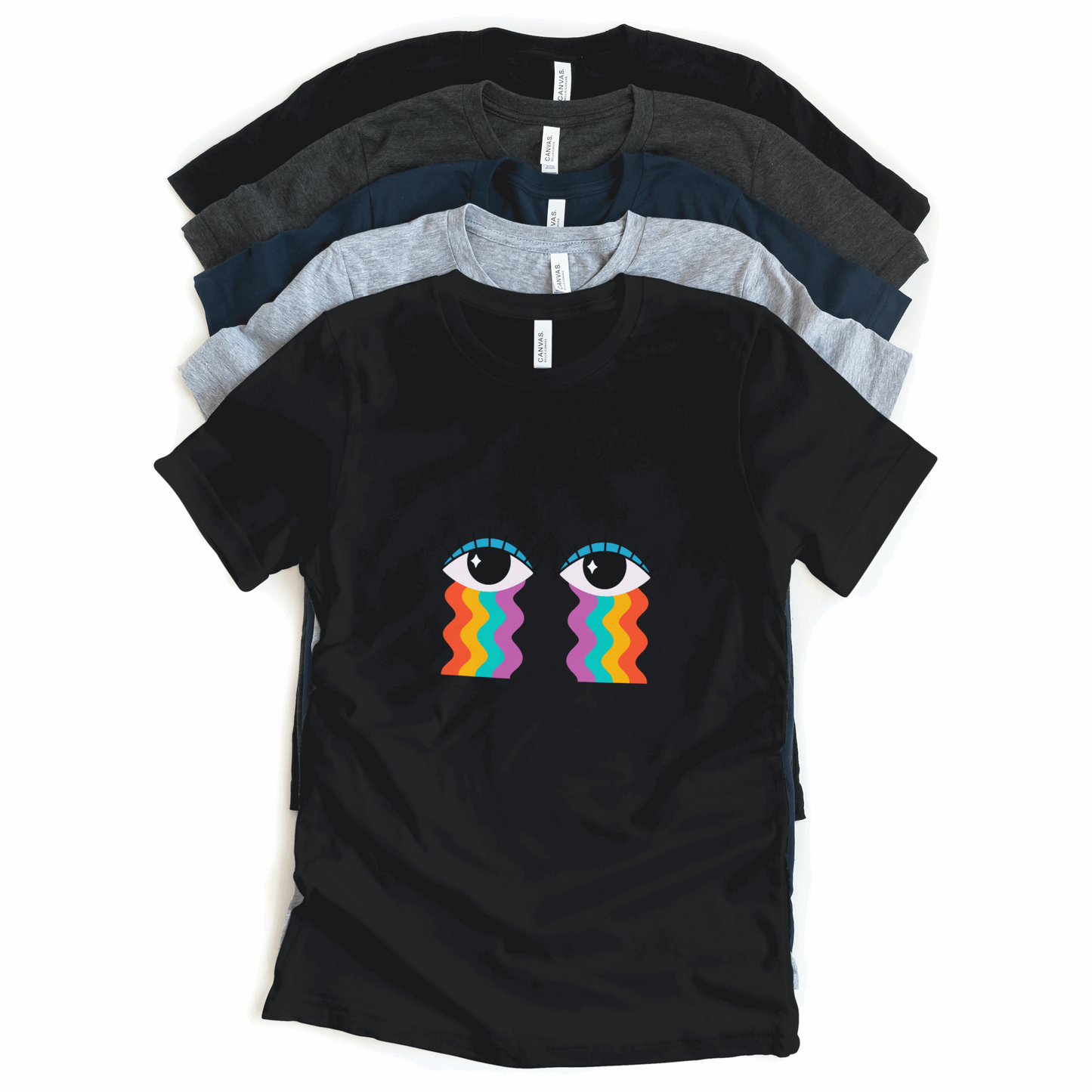 Colorful Eyes & Goggles Front & Back Printed Half Sleeves T-Shirt