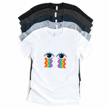 Colorful Eyes & Goggles Front & Back Printed Half Sleeves T-Shirt