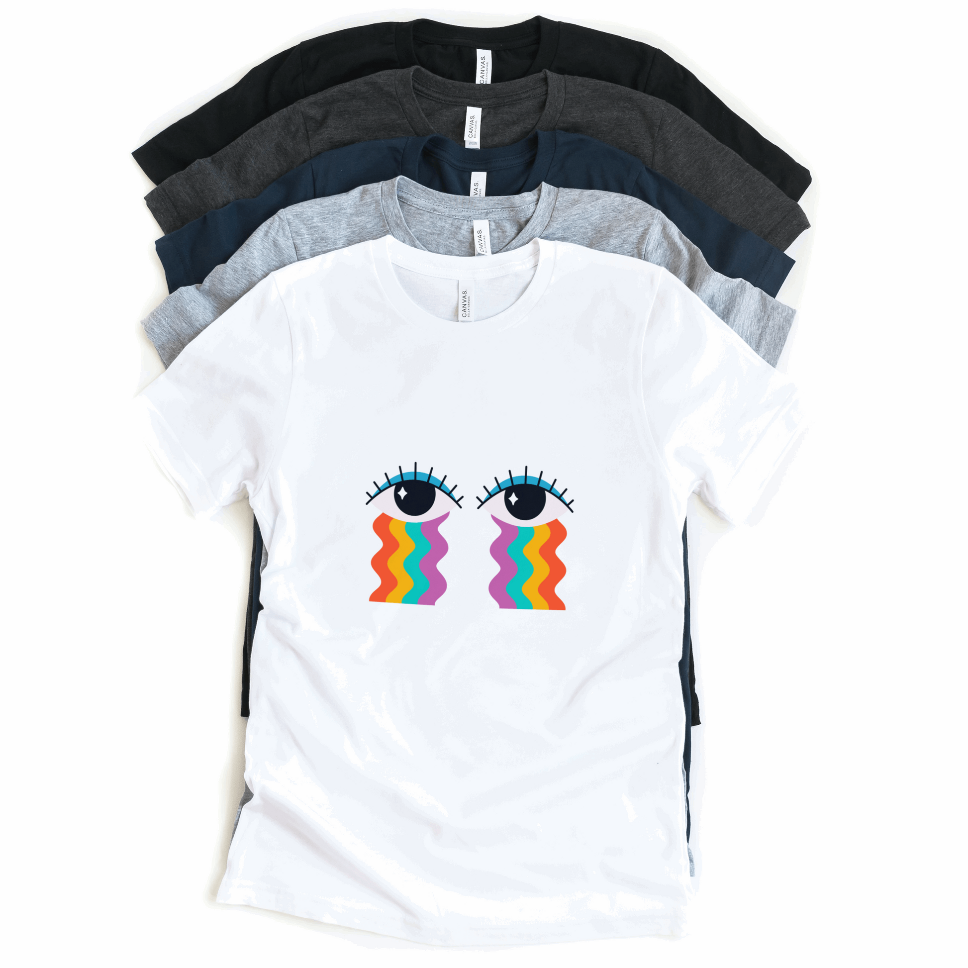 Colorful Eyes & Goggles Front & Back Printed Half Sleeves T-Shirt