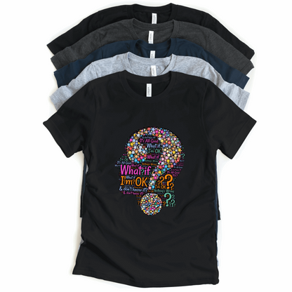 Colorful Question Word Cloud Half Sleeves T-Shirt