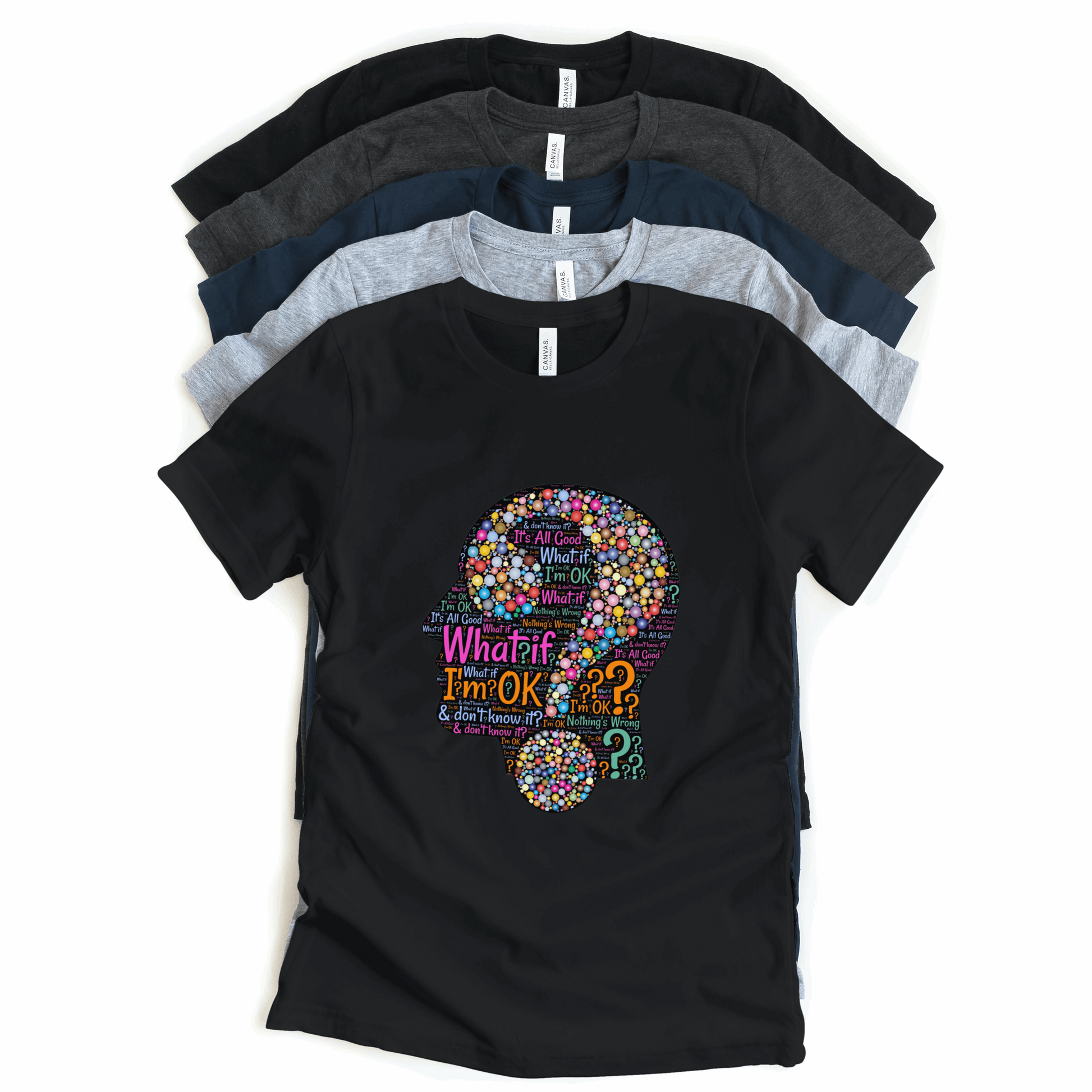 Colorful Question Word Cloud Half Sleeves T-Shirt