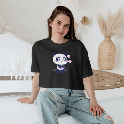 Angry Cute Panda Crop Top