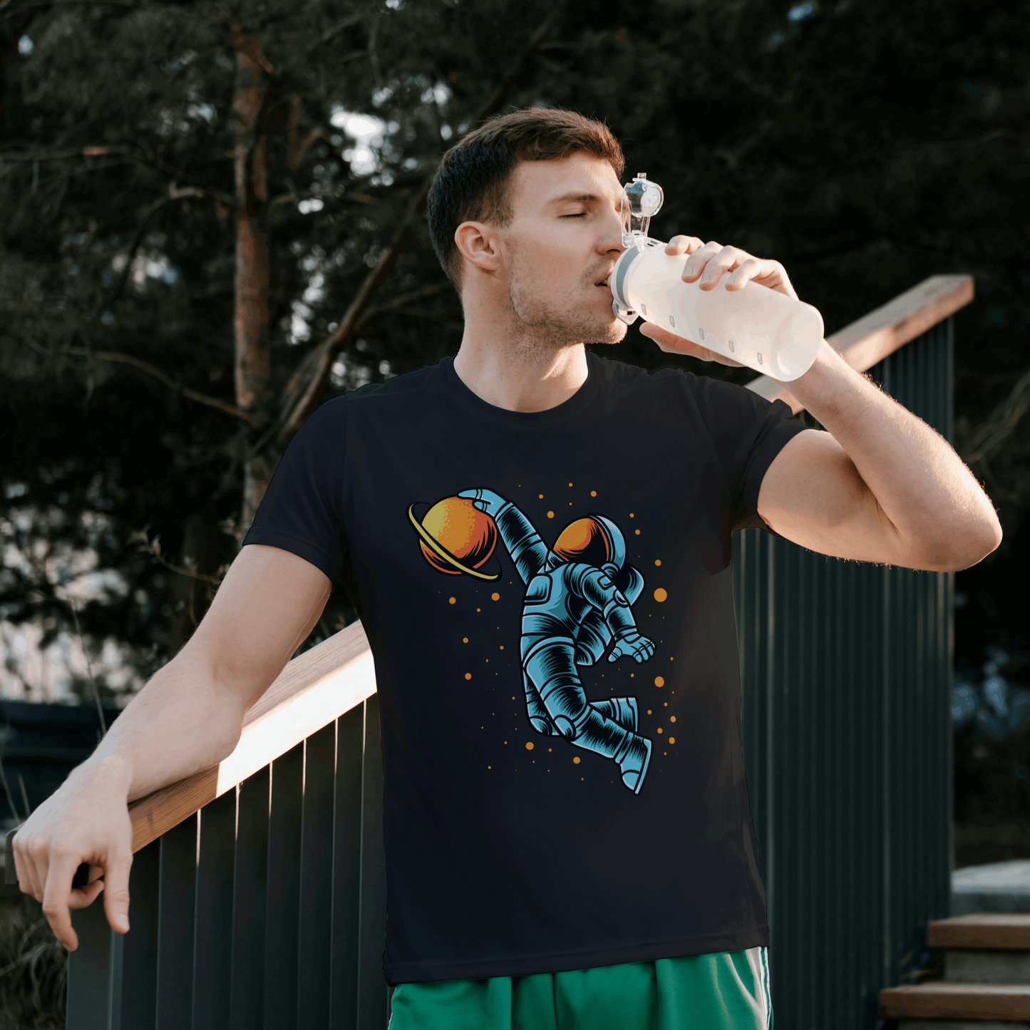 Astronaut playing Basketball Half Sleeves T-Shirt