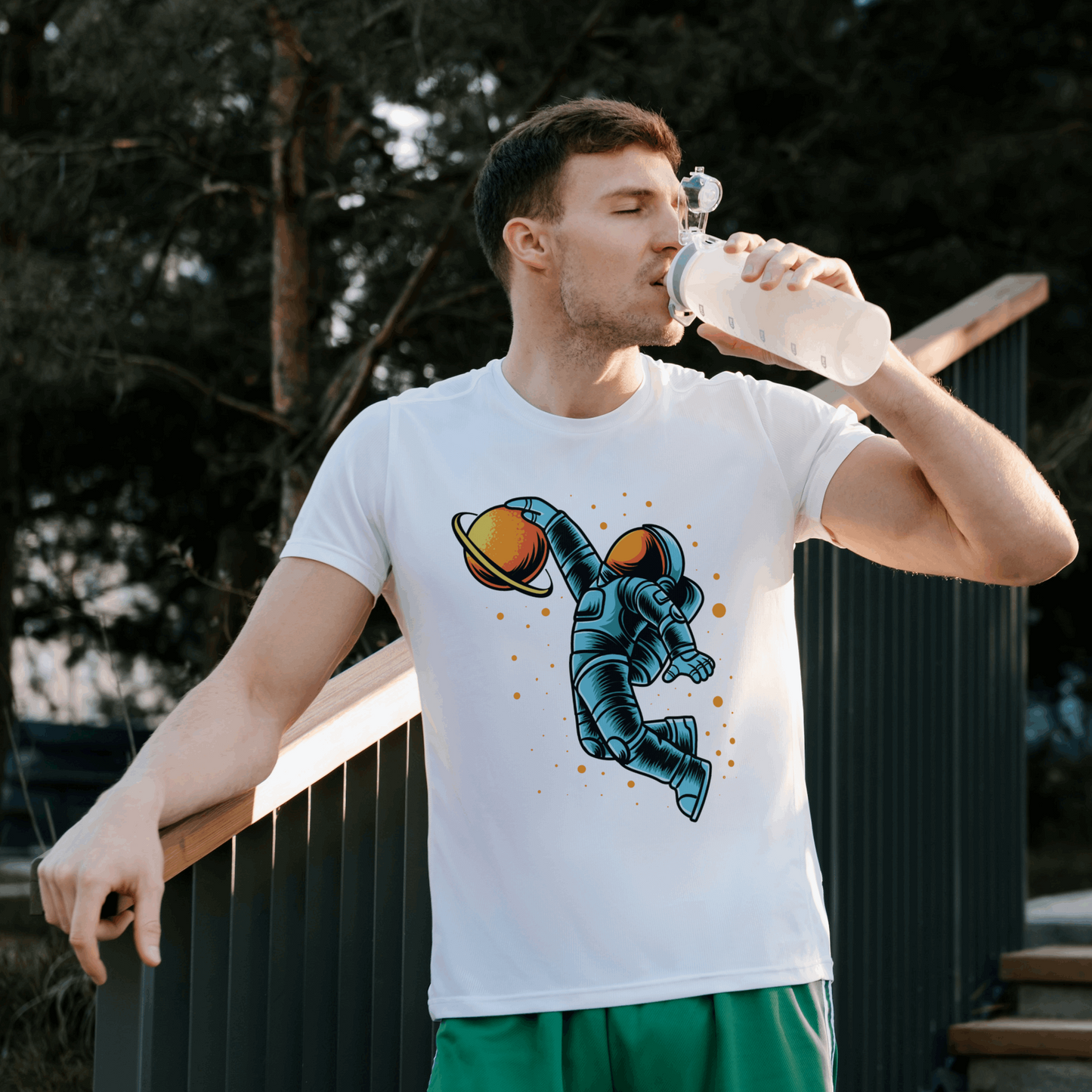 Astronaut playing Basketball Half Sleeves T-Shirt