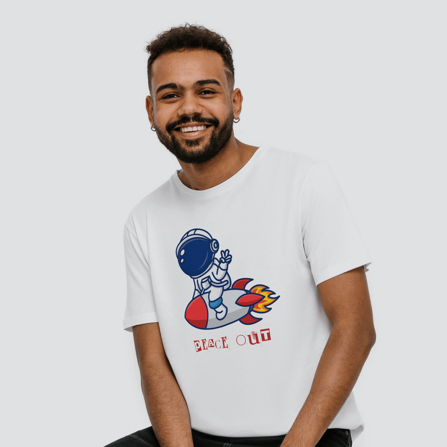 Astronaut Peace Out Half Sleeves T-Shirt