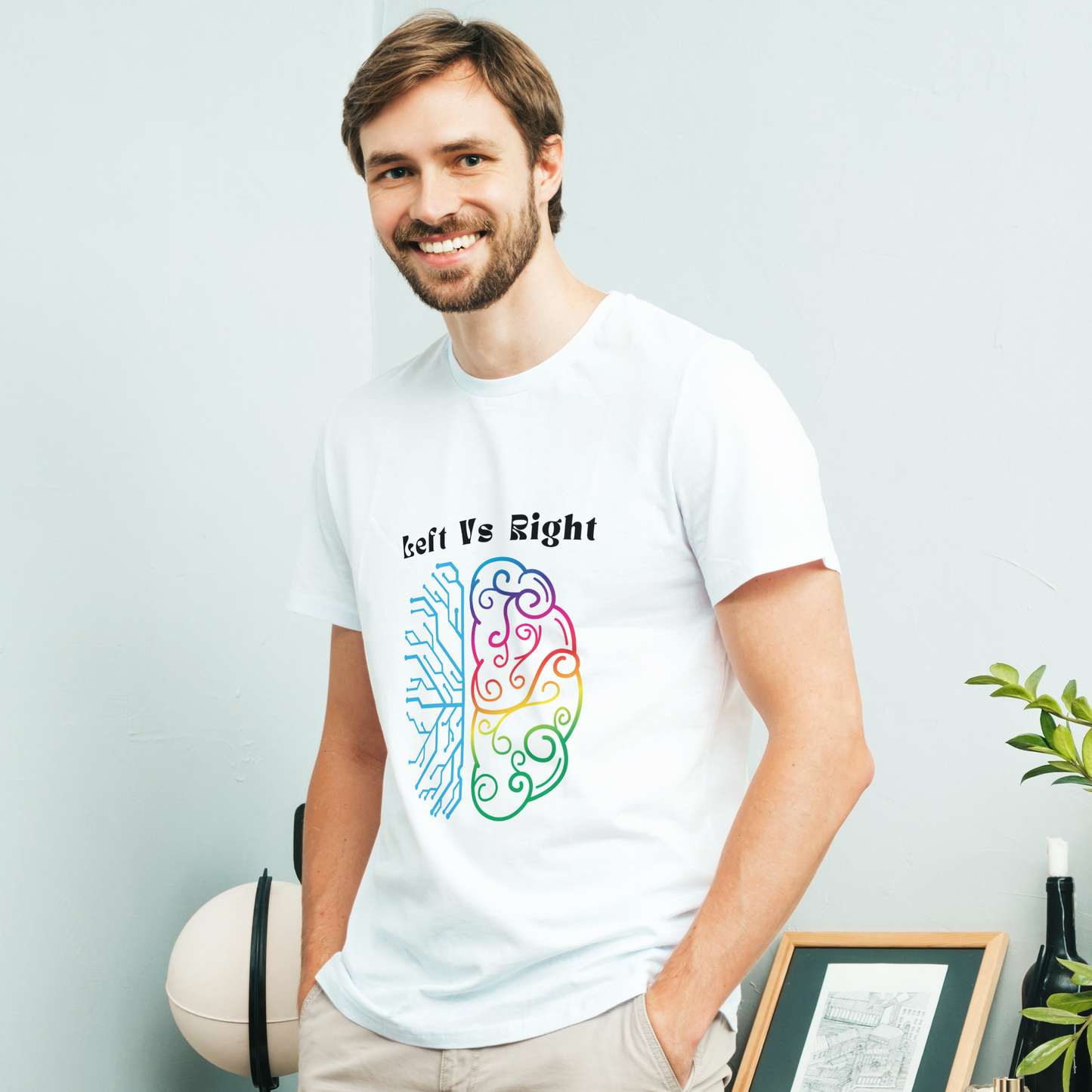 Left Vs Right Brain Half Sleeves T-Shirt