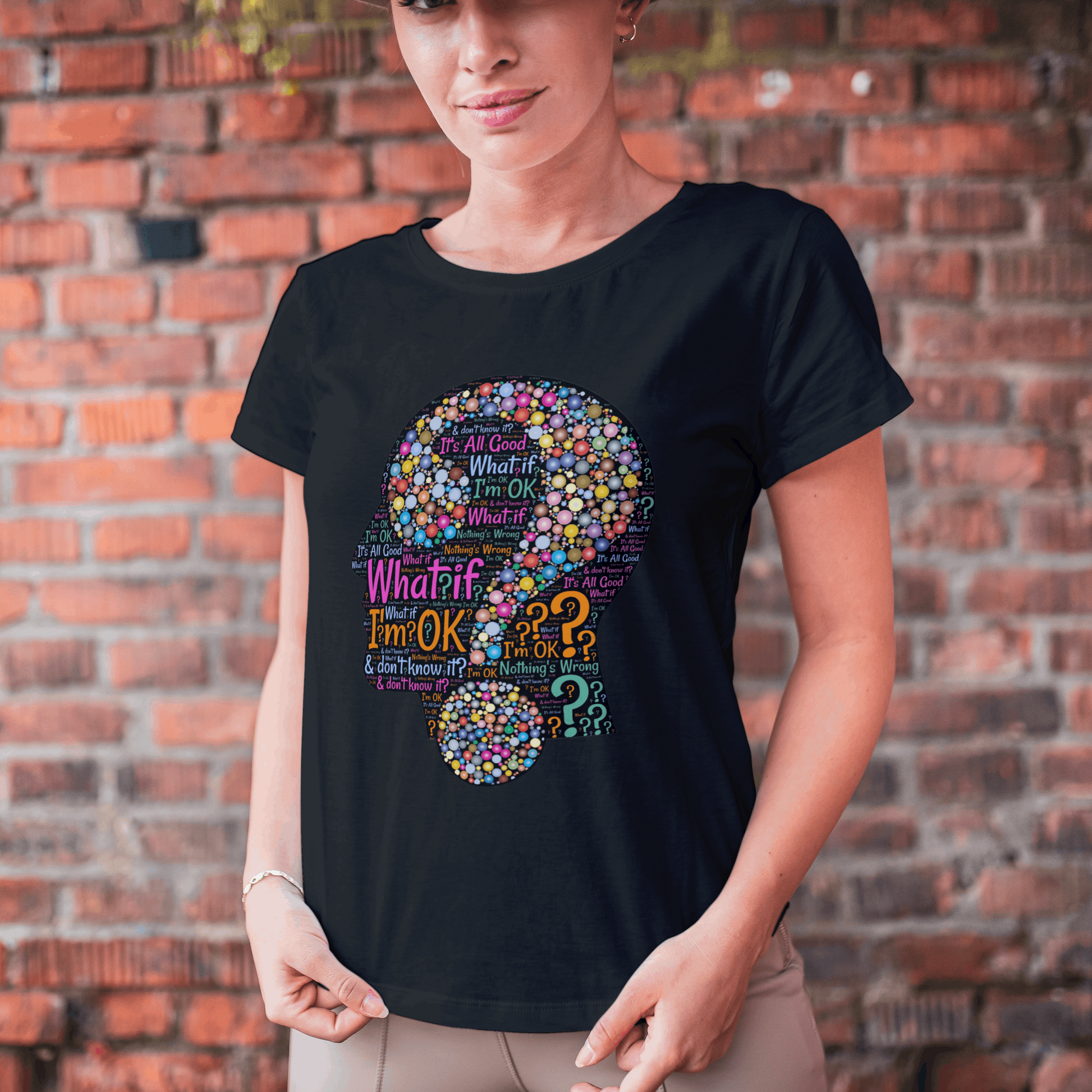 Colorful Question Word Cloud Half Sleeves T-Shirt