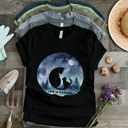 Life is Magical Cat Half Sleeves T-Shirt