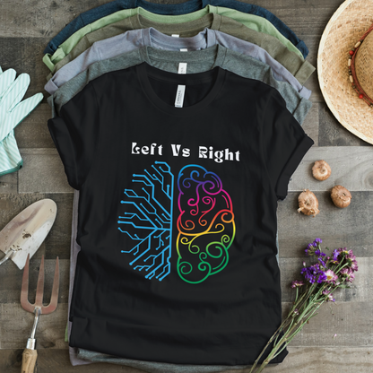 Left Vs Right Brain Half Sleeves T-Shirt