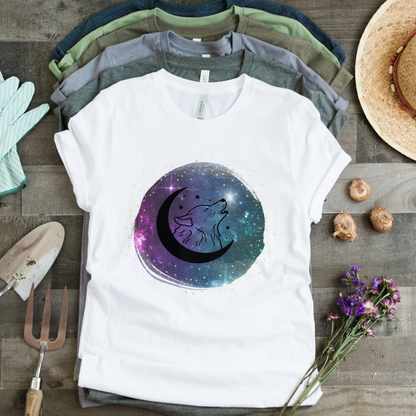 Wolf Howling in Night Half Sleeves T-Shirt