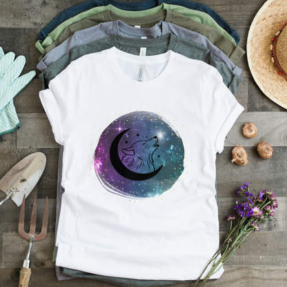 Wolf Howling in Night Half Sleeves T-Shirt