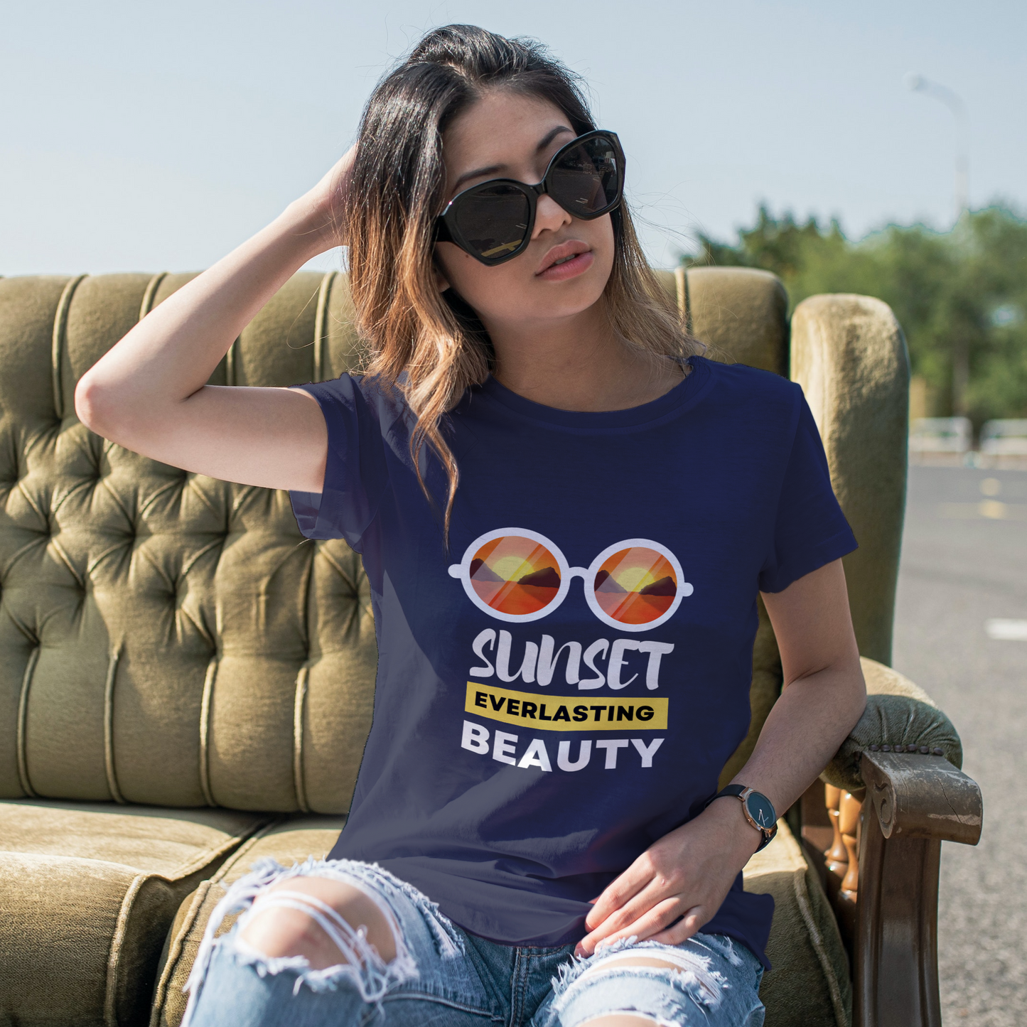 Sunset Everlasting Beauty Half Sleeves T-Shirt