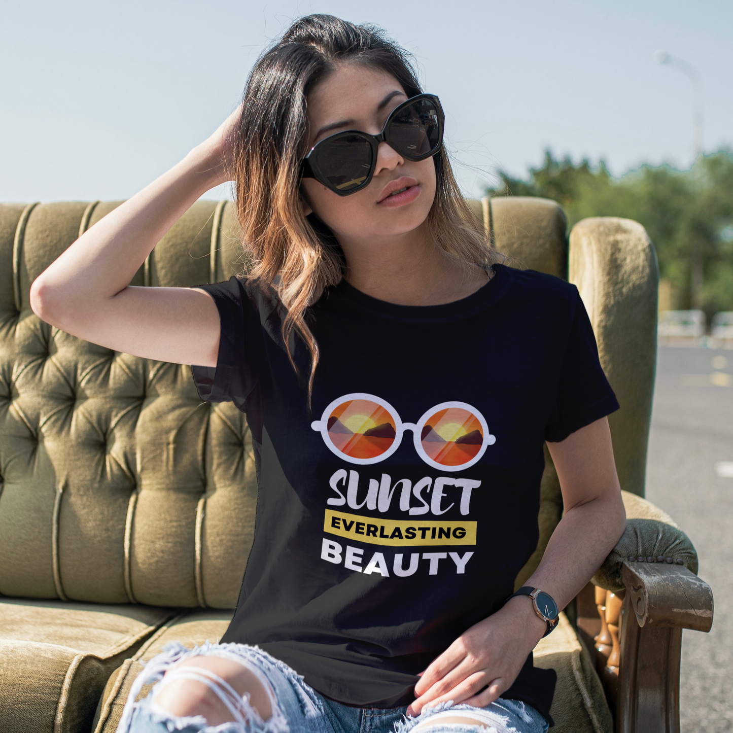 Sunset Everlasting Beauty Half Sleeves T-Shirt