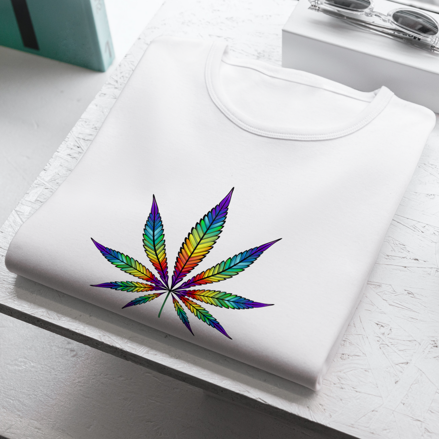 Minimalist Colorful Leaves Half Sleeves T-Shirt