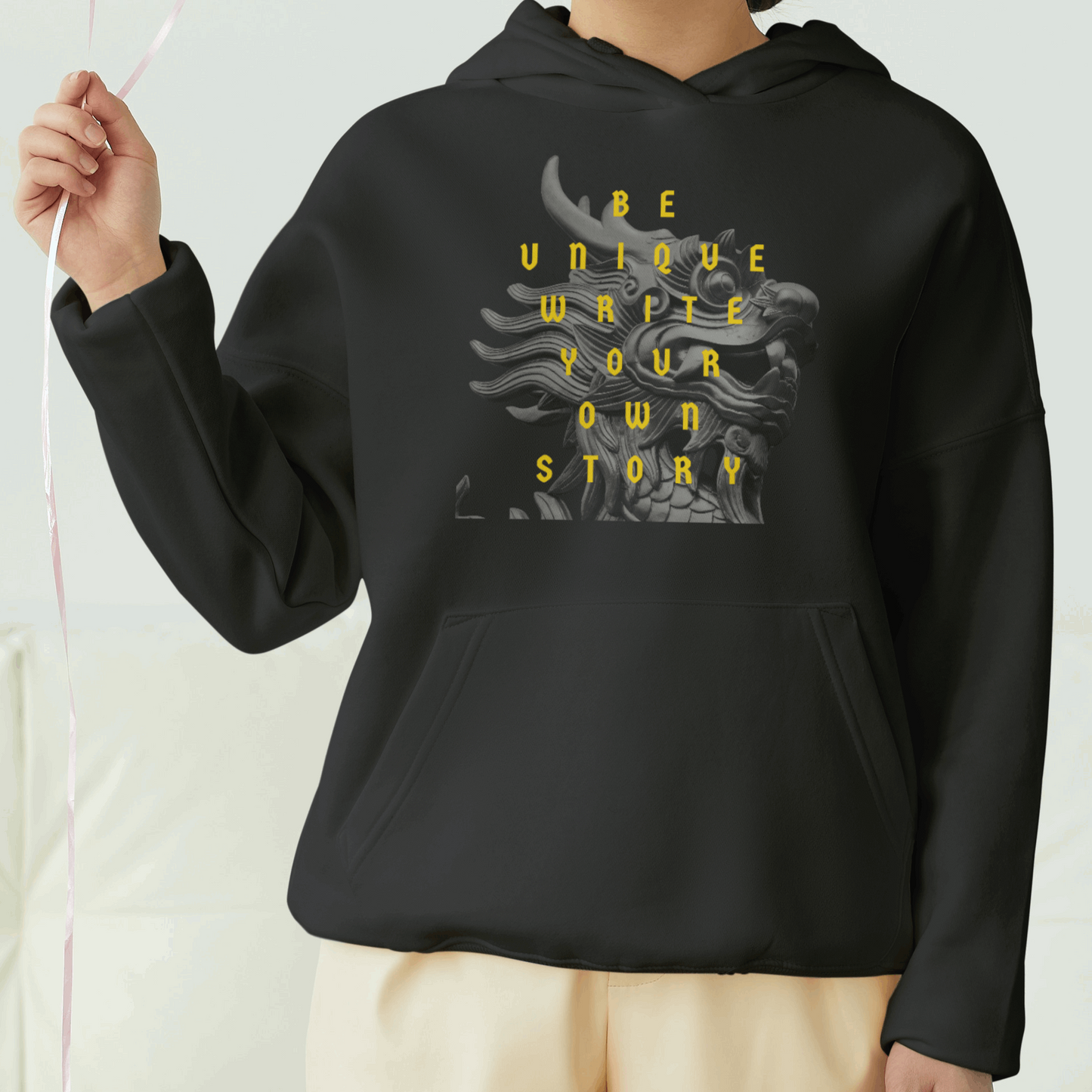 Be Unique Write Your Own Story Front Printed Unisex Hoodie