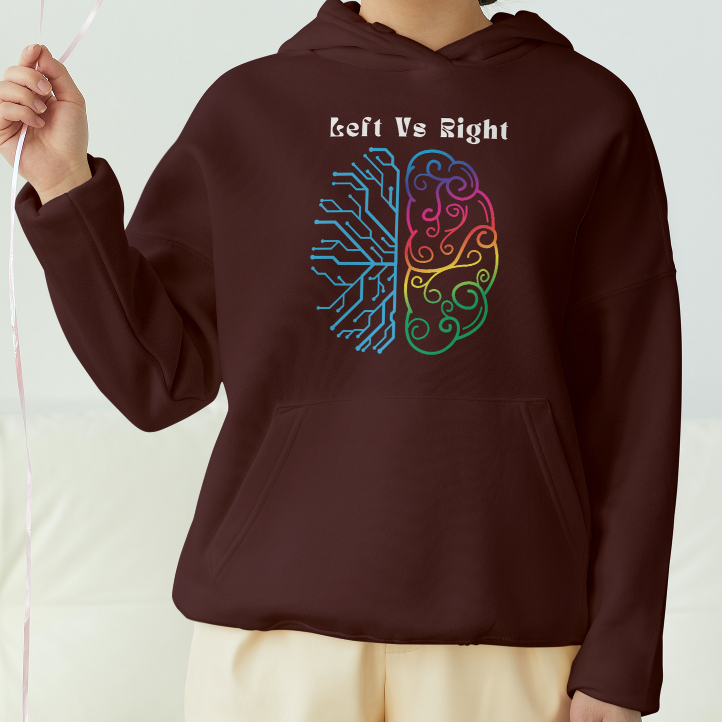 Left Vs Right Brain Front Printed Unisex Hoodie