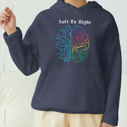 Left Vs Right Brain Front Printed Unisex Hoodie