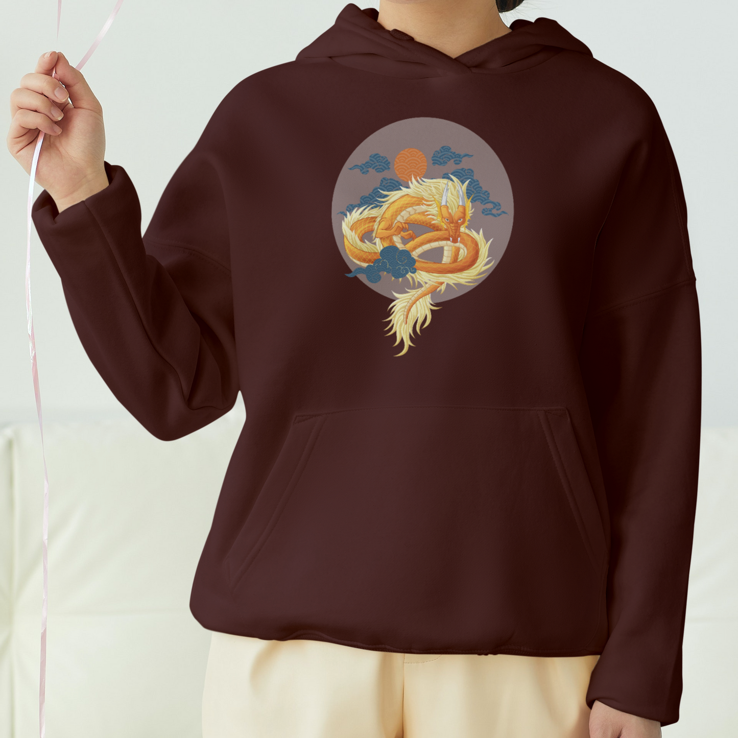 Japanese Dragon Front Printed Unisex Hoodie