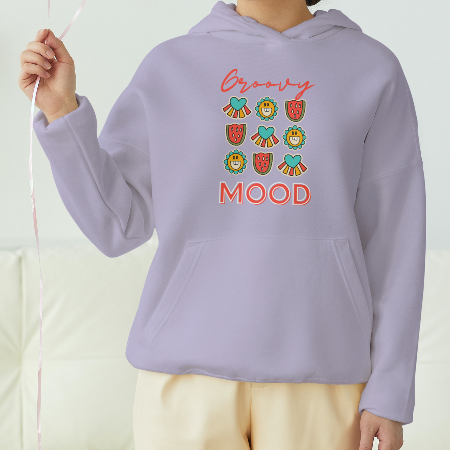 Groovy Mood Front Printed Unisex Hoodie