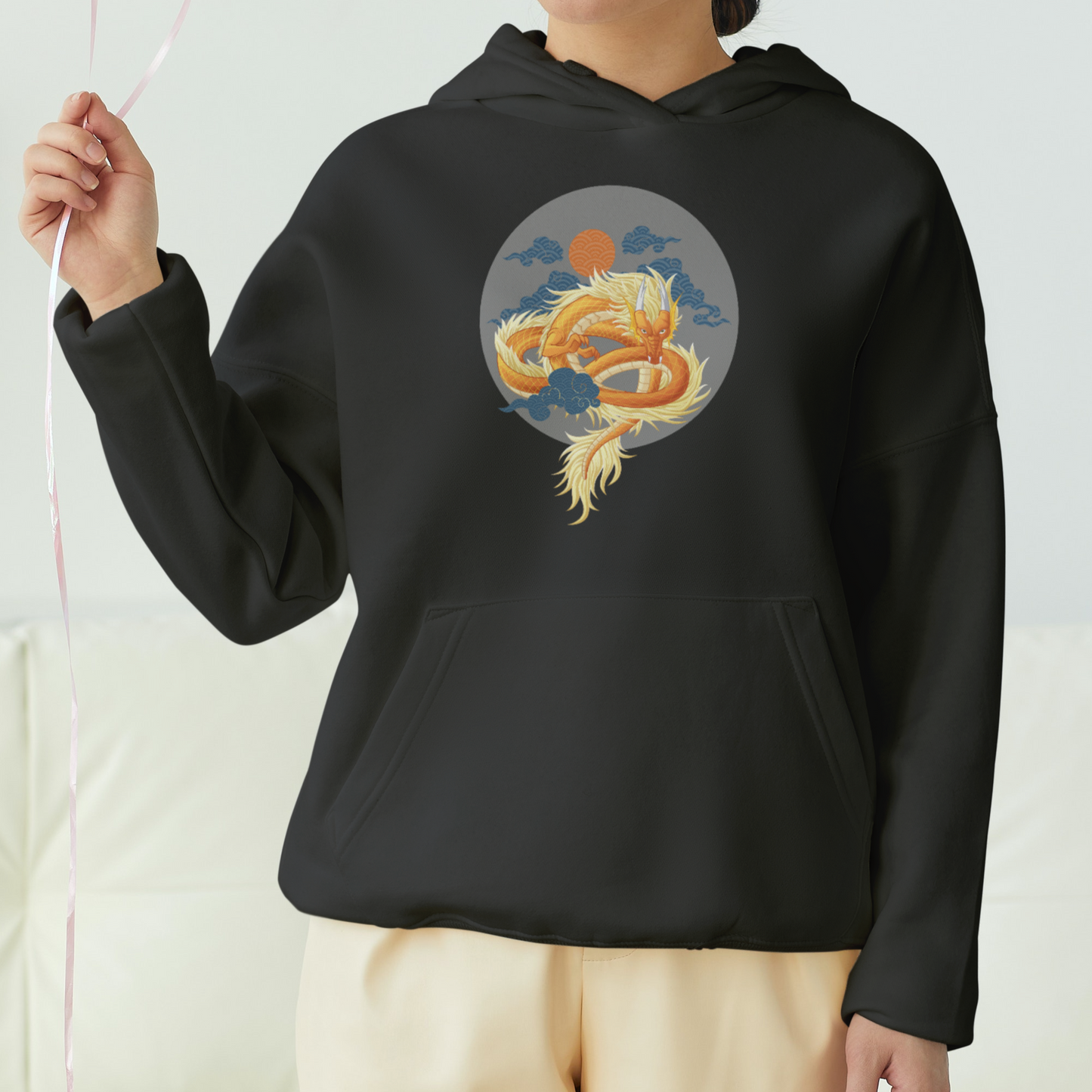 Japanese Dragon Front Printed Unisex Hoodie