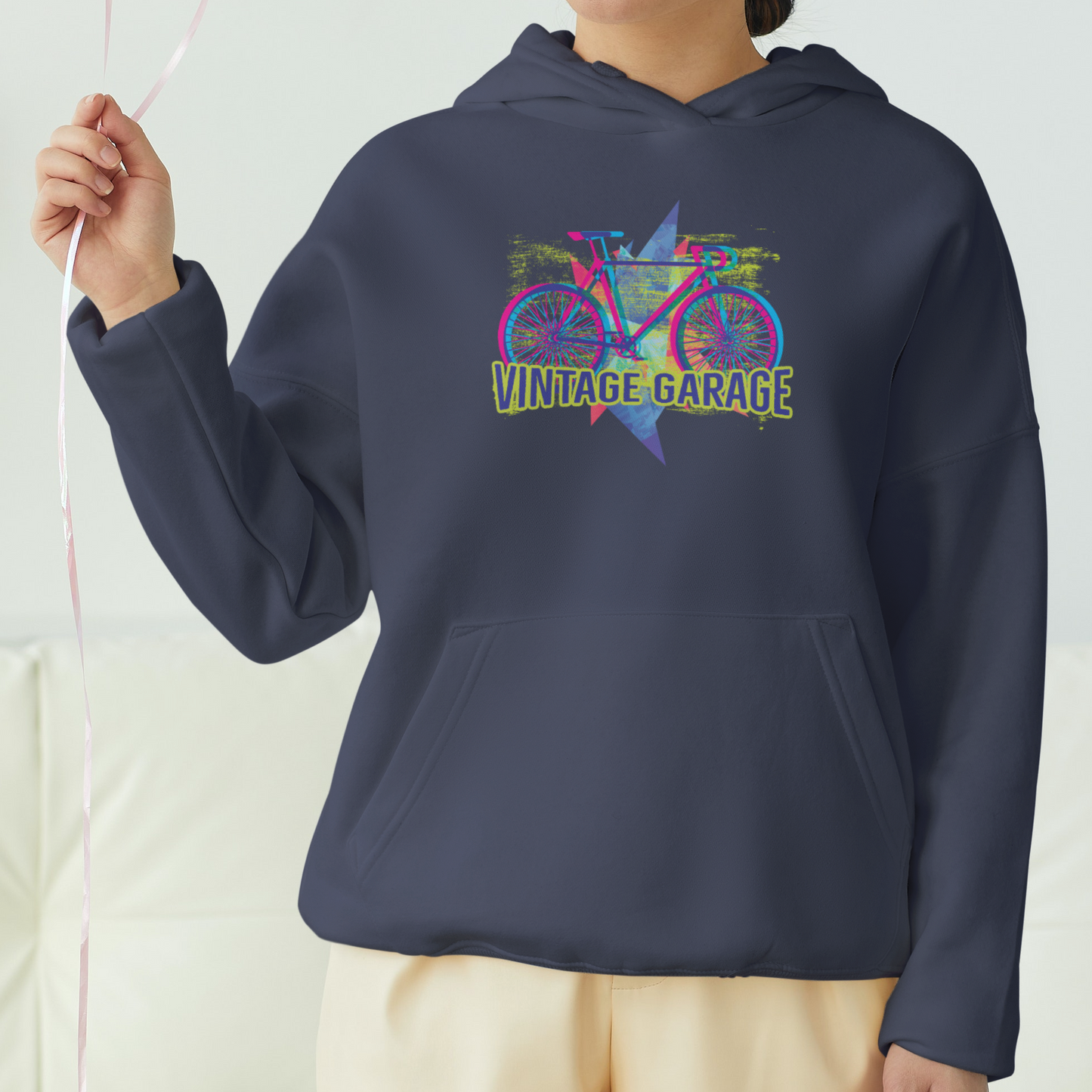 Vintage Garage Front Printed Unisex Hoodie