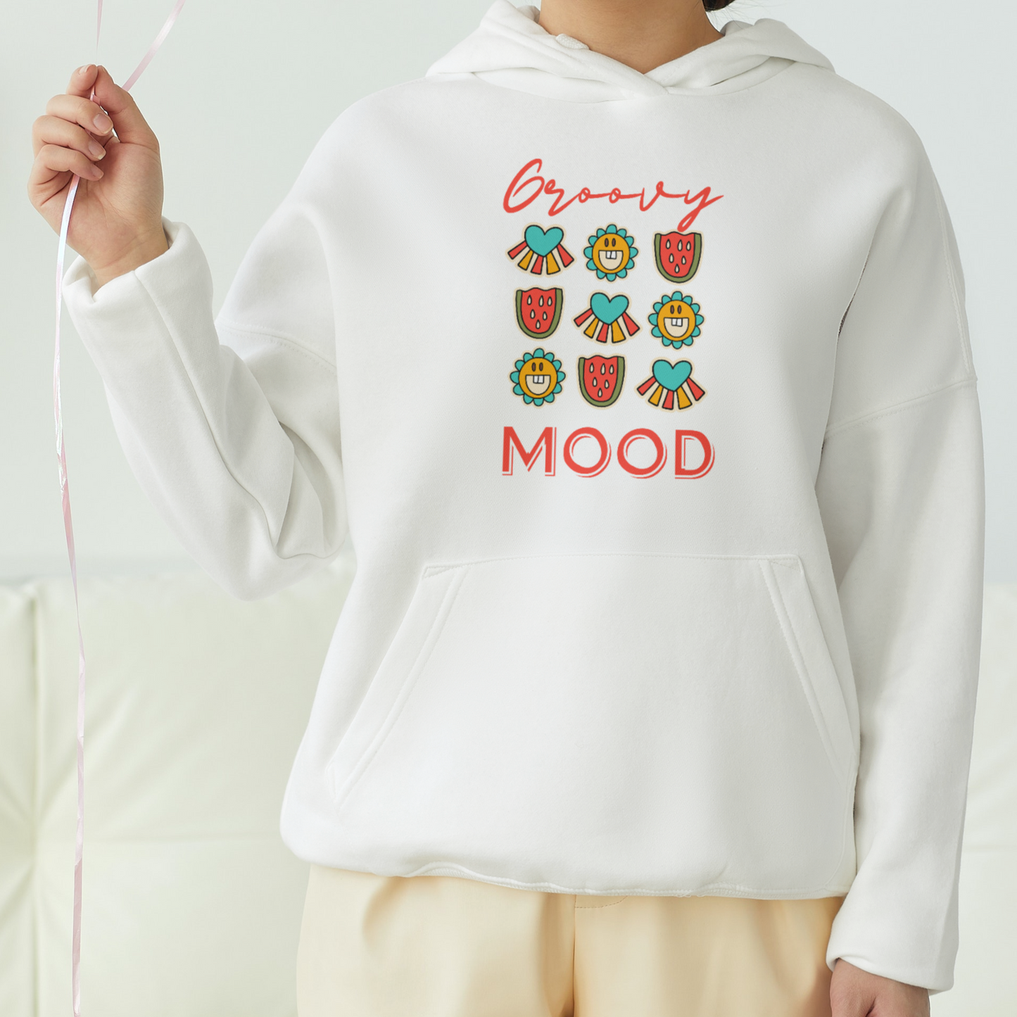 Groovy Mood Front Printed Unisex Hoodie